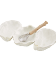 Oyster Shaped Triple Dip & Serving Set